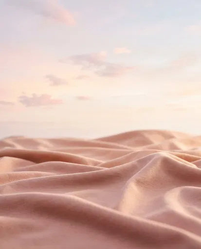 Blush Fabric Ripples Under Pastel Sky