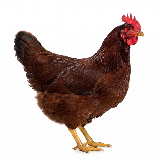 Rhode Island Red Hen on White