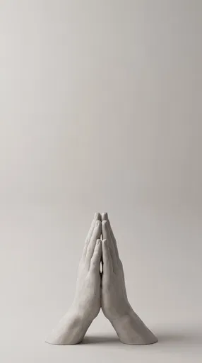 Minimalist Clay Praying Hands Sculpture