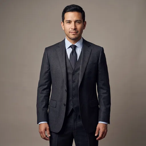 Businessman in Charcoal Three-Piece Suit