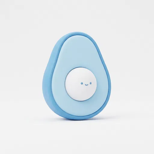 Sky Blue 3D Avocado Character