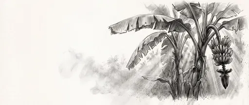 Charcoal Sketch of Tropical Banana Tree