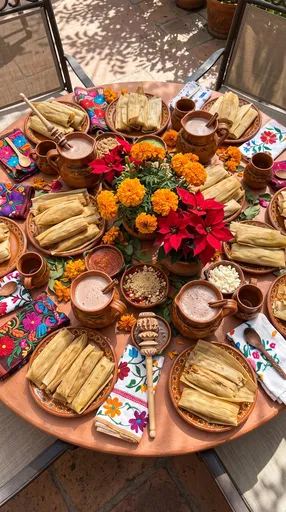 Festive Mexican Tamale and Hot Chocolate Table