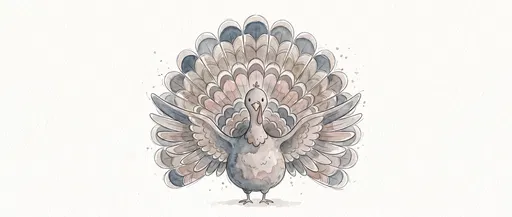 Symmetrical Watercolor Cartoon Turkey Illustration