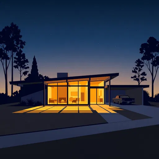 Mid-Century Modern Home at Twilight
