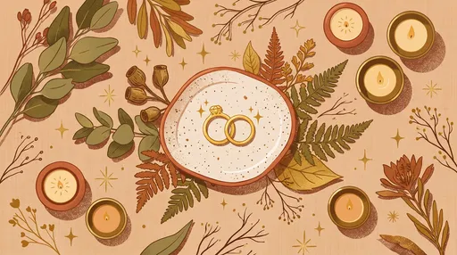 Boho Wedding Rings Flat Lay Illustration