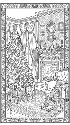 Victorian Christmas Parlor Coloring Page