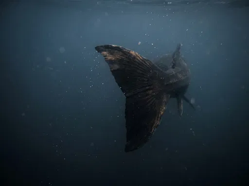 Dark Fish Tail in Murky Water
