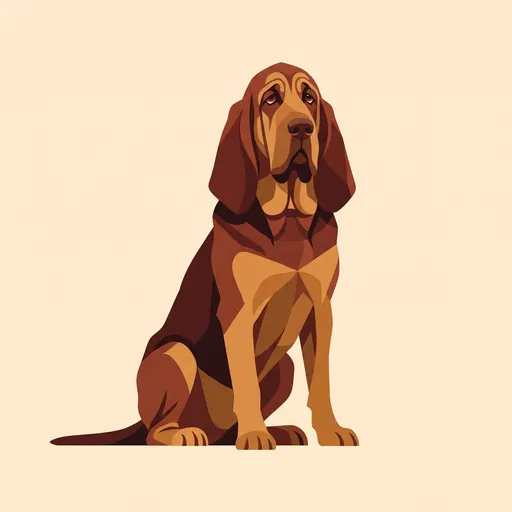 Flat Vector Illustration of Sitting Bloodhound