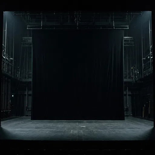 Empty Theater Stage With Black Backdrop