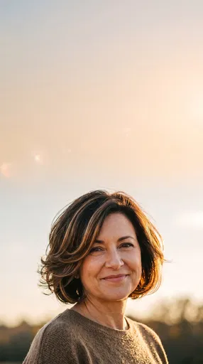 Mature Woman Smiling at Golden Hour