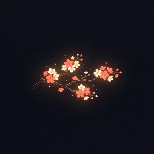 Glowing Cherry Blossom Branch Illustration