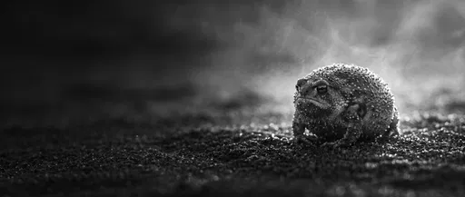 Monochrome Desert Rain Frog in Mist