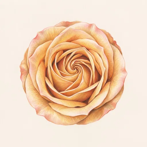 Golden Apricot Rose Colored Pencil Drawing