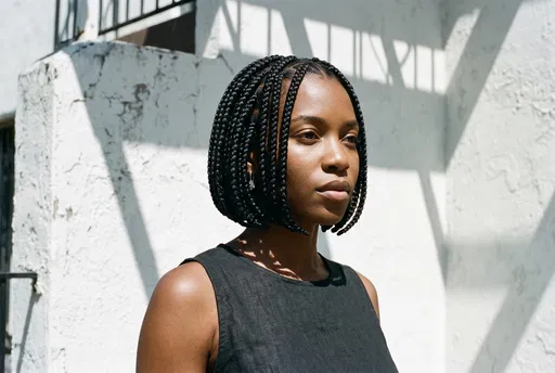 Woman With Braided Bob in Sunlight