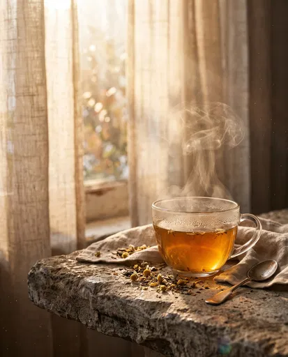 Steaming Herbal Tea by Sunny Window