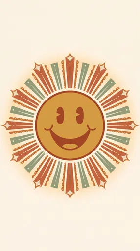 Retro Sunburst Smiley Face Illustration