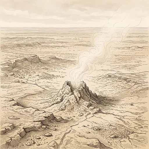 Steaming Fumarole Engraving Illustration