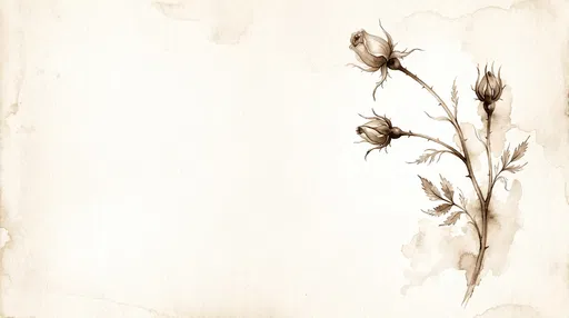 Vintage Sepia Watercolor Rose Buds Illustration