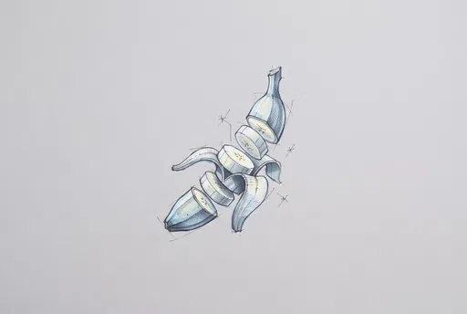 Marker Sketch of Sliced Floating Banana