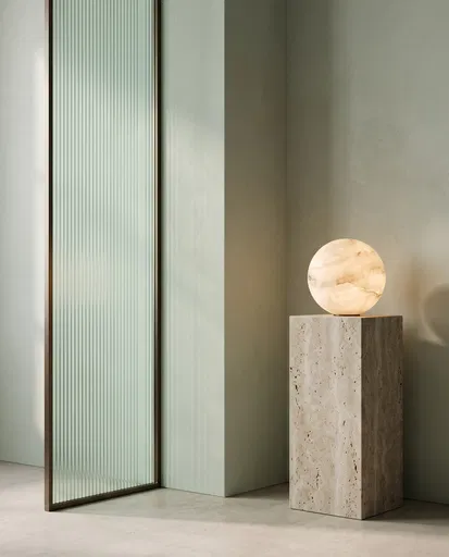 Minimalist Interior Corner with Alabaster Lamp