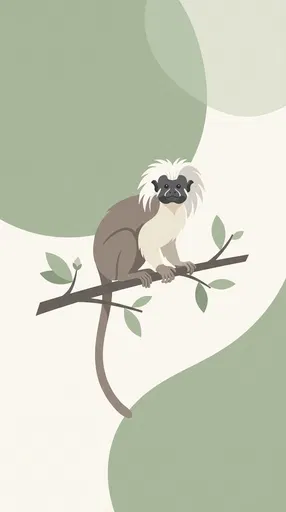 Flat Illustration of Cotton-Top Tamarin