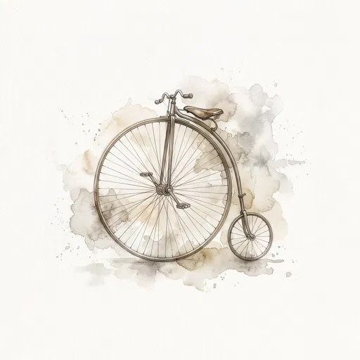 Vintage Penny-Farthing Bicycle Watercolor Illustration