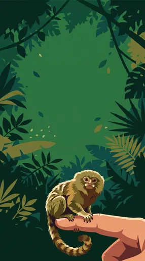 Pygmy Marmoset Perched on Finger Illustration
