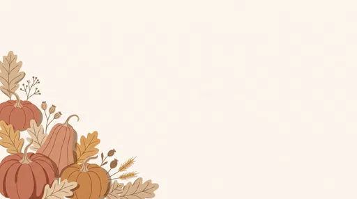 Minimal Autumn Pumpkins and Leaves Background