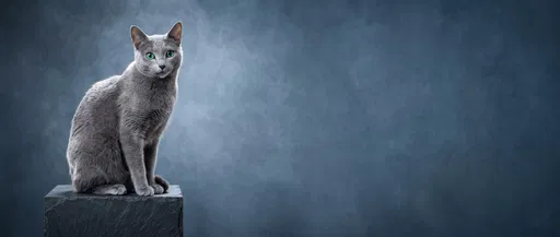 Russian Blue Cat Studio Portrait
