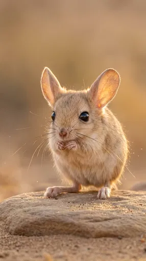 Small Desert Jerboa on Sandstone Rock
