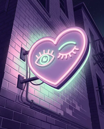 Glowing Pastel Heart Neon Sign
