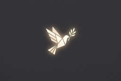 Glowing Geometric Peace Dove Emblem