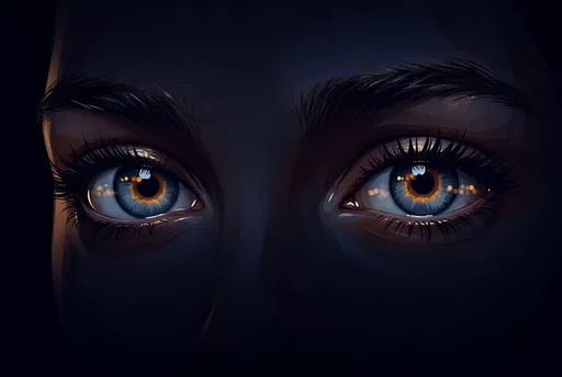 Close-Up Illustration of Luminous Blue-Hazel Eyes