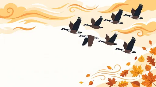 Migrating Canada Geese in Autumn Sky