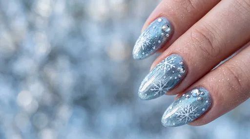 Icy Blue Winter Gel Nail Art