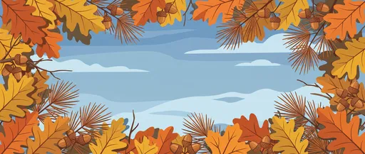 Autumn Oak Leaves and Acorns Frame