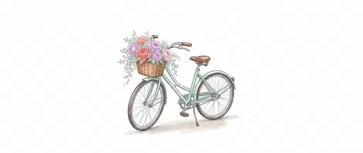 Vintage Mint Bicycle With Peony Basket