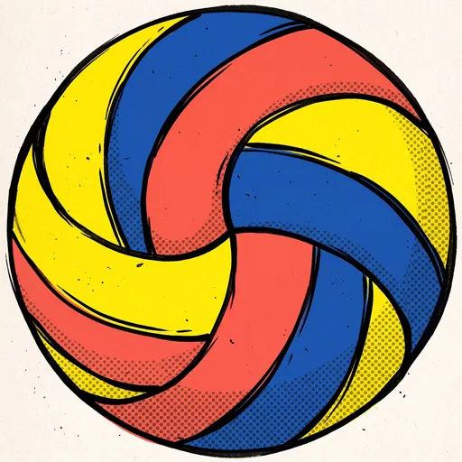 Retro Pop Art Volleyball Illustration