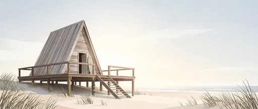 Minimalist A-Frame Surf Hut on Beach