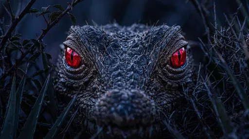 Reptilian Creature With Glowing Red Eyes
