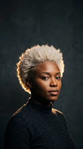 Portrait of Woman with Blonde Tapered Afro