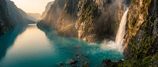 Golden Hour Waterfall in Turquoise Canyon