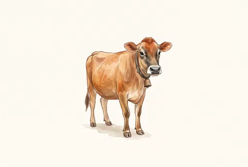 Watercolor Brown Jersey Cow Illustration