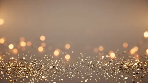 Gold Glitter and Bokeh on Taupe Background