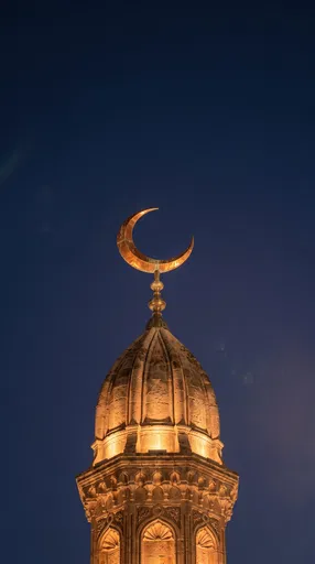 Illuminated Stone Dome with Copper Crescent