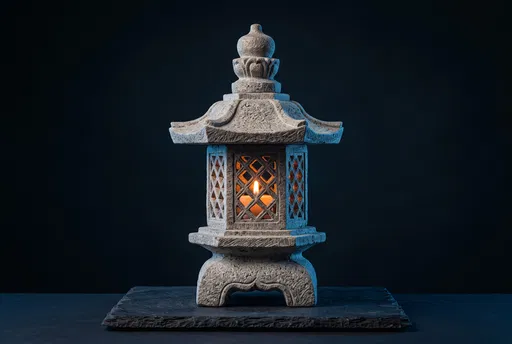 Stone Japanese Pagoda Lantern With Candle