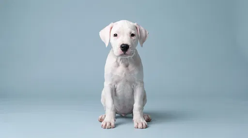 White Dogo Argentino Puppy Studio Portrait