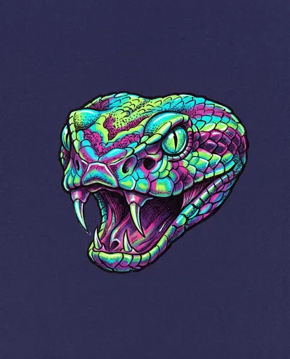 Vibrant Neon Viper Head Marker Illustration
