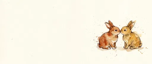 Watercolor Bunnies Touching Noses Banner